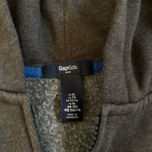 GAP Kids Full Zip Hoodie Sweatshirt Spell-out sz XL 12 - Picture 2 of 4